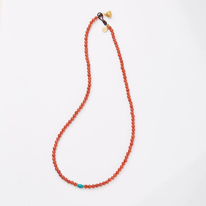 Buddha Stones 925スターリングシルバーメッキゴールド天然レッドアゲートターコイズコンフィデンスブレスレットネックレスペンダントリングセット