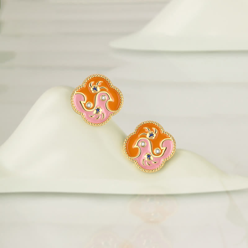 Buddha Stones18Kゴールドメッキ銅製 2羽の鳥 ジルコン ヒーリングネックレス ペンダント ブレスレット イヤリングセット
