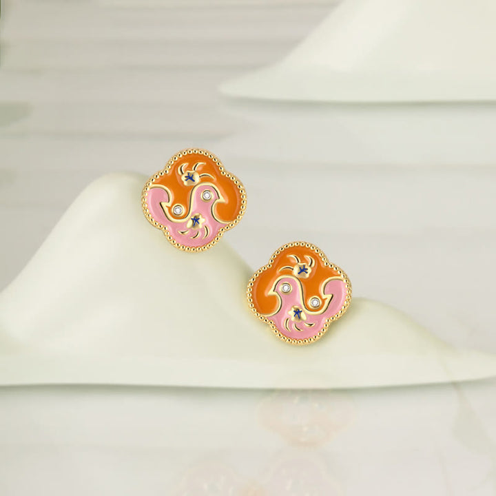 Buddha Stones18Kゴールドメッキ銅製 2羽の鳥 ジルコン ヒーリングネックレス ペンダント ブレスレット イヤリングセット