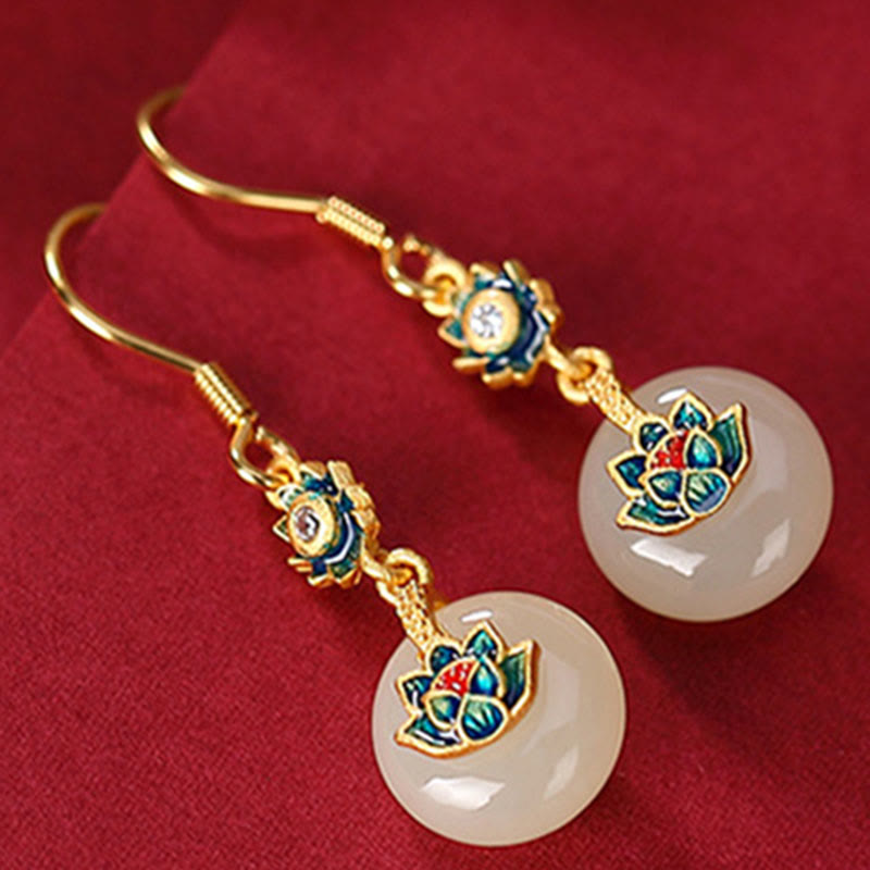Buddha Stones925 スターリングシルバー ゴールドメッキ 和田翡翠 蓮華 幸運 リング イヤリング セット