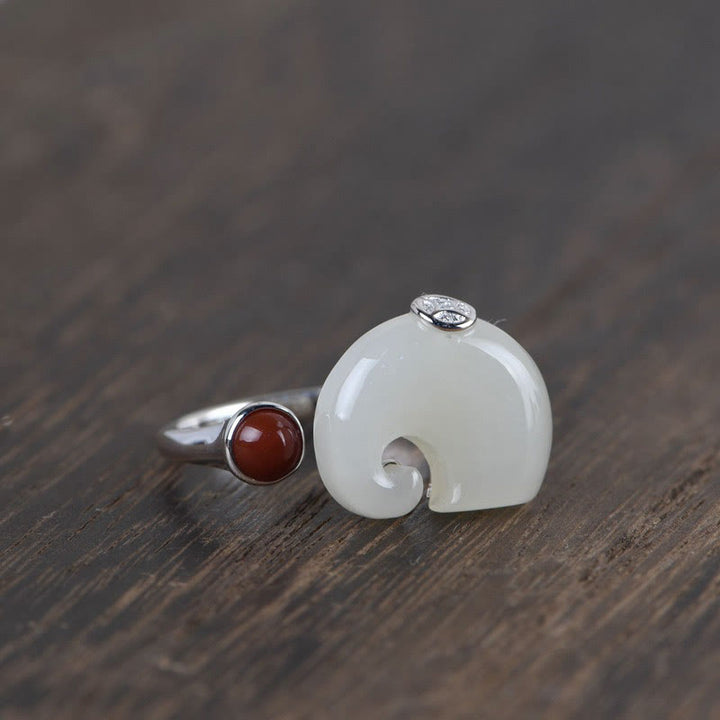 Buddha Stones 925スターリングシルバー 象 和田翡翠 豊穣 ネックレス ペンダント ブレスレット リング イヤリング セット