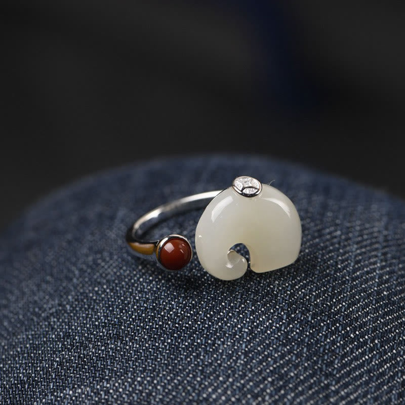 Buddha Stones 925スターリングシルバー 象 和田翡翠 豊穣 ネックレス ペンダント ブレスレット リング イヤリング セット