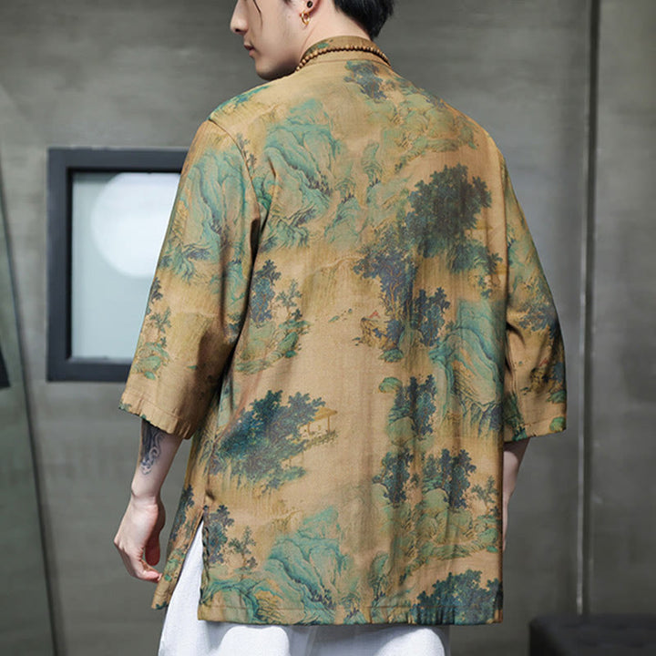 Buddha Stones風景中国龍柄中国七分袖シャツメンズTシャツ - image 2