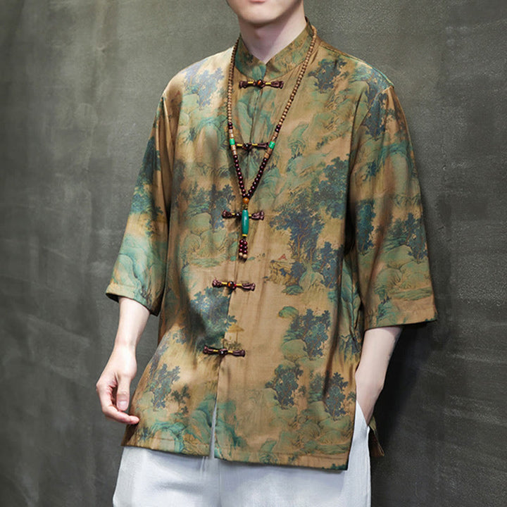 Buddha Stones風景中国龍柄中国七分袖シャツメンズTシャツ - image 7