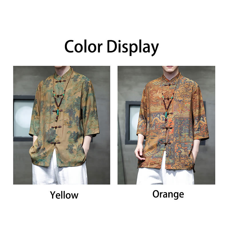 Buddha Stones風景中国龍柄中国七分袖シャツメンズTシャツ - image 21