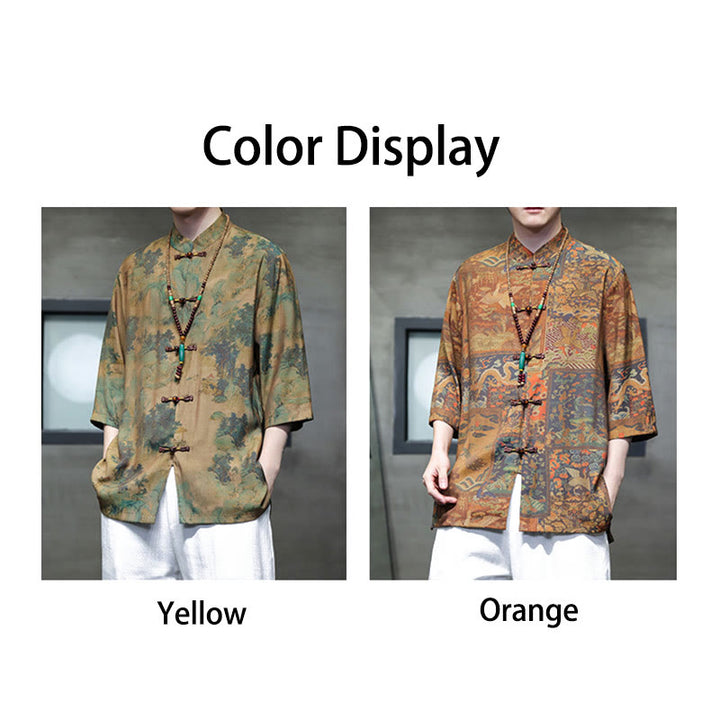 Buddha Stones風景中国龍柄中国七分袖シャツメンズTシャツ - image 21