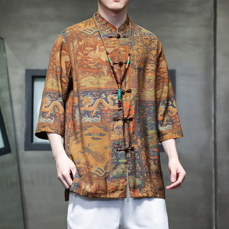 Buddha Stones風景中国龍柄中国七分袖シャツメンズTシャツ - image 20