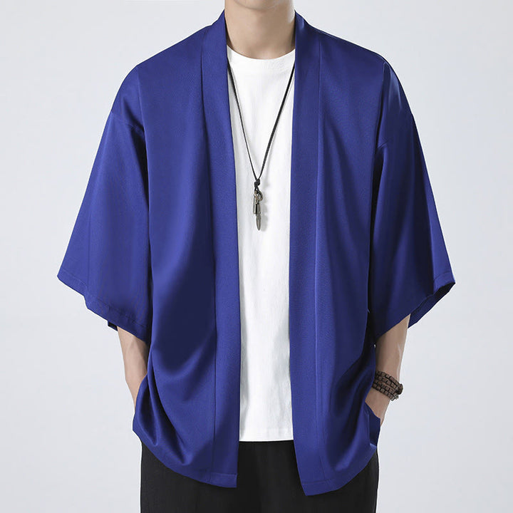 Buddha Stones無地オープンフロントジャケットメンズ着物 - ブルー（ジャケットのみ） - US/UK/AU46、 EU56 (5XL) - image 20