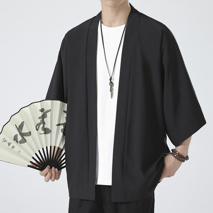 Buddha Stones無地オープンフロントジャケット メンズ着物 - image 3