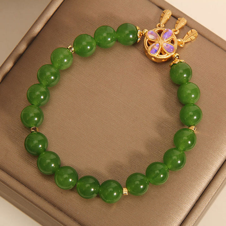 Buddha Stones翡翠 ドリームキャッチャー 四つ葉のクローバー 幸運のブレスレット