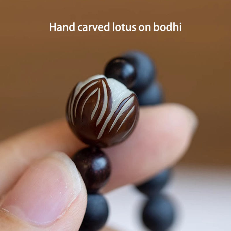 Buddha Stonesチベット二重層ヒノキ菩提蓮華ヒーリングブレスレット
