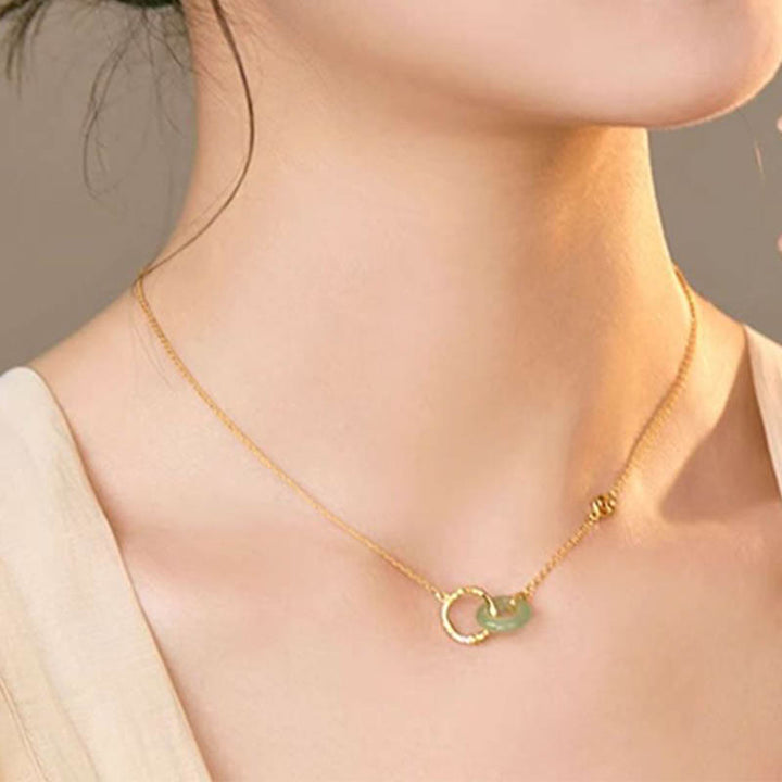 Buddha Stones925スターリングシルバー 天然グリーンアベンチュリン 平和バックル 竹コイン 繁栄のネックレスペンダント