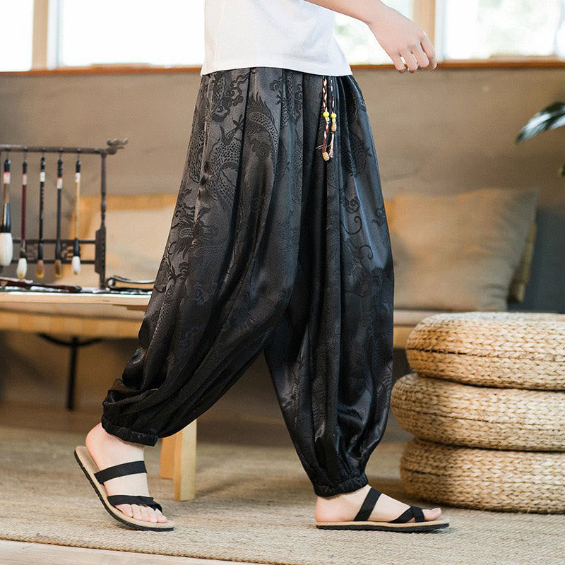 Buddha Stones ゆったりシルエット メンズ ハーレムパンツ ポケット付き - 黒 - US/UK/AU46、 EU56 (5XL) - image 0