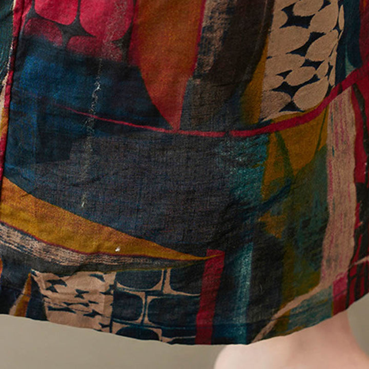 Buddha Stonesのカラフルなグラフィックミディドレス コットン半袖チュニックドレス ポケット付き - image 12