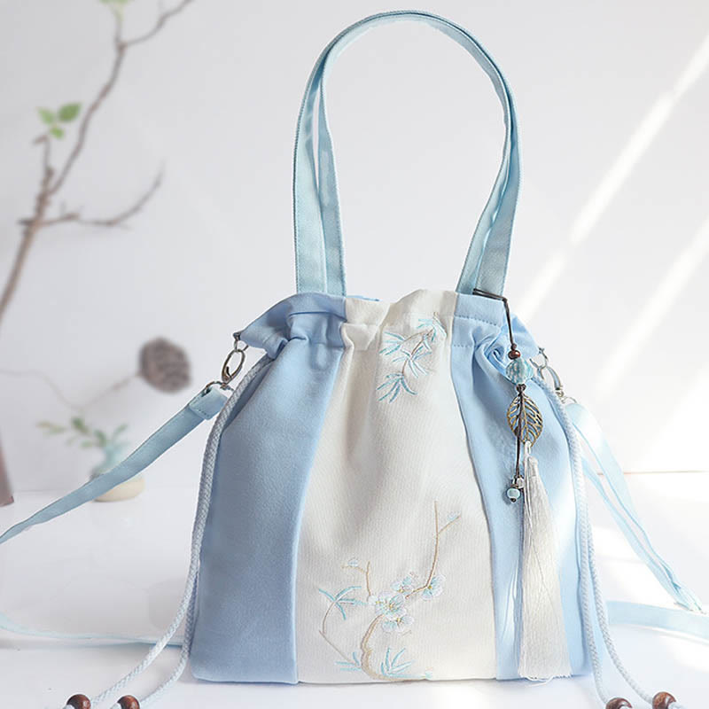 Buddha Stones刺繍草花桜キャンバストートクロスボディバッグショルダーバッグハンドバッグ