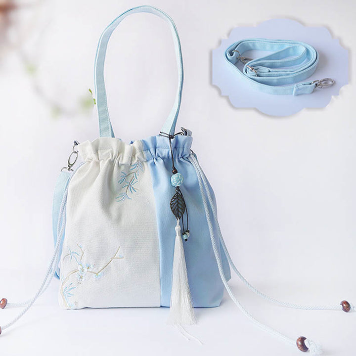Buddha Stones刺繍草花桜キャンバストートクロスボディバッグショルダーバッグハンドバッグ