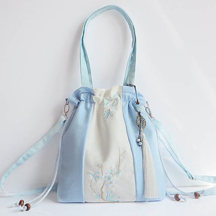 Buddha Stones刺繍草花桜キャンバストートクロスボディバッグショルダーバッグハンドバッグ