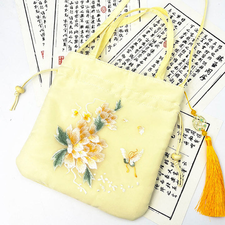 Buddha Stones、蓮、牡丹、花、鳳凰、蘇州刺繍、コットンリネン、トートバッグ、クロスボディバッグ、ショルダーバッグ、ハンドバッグ