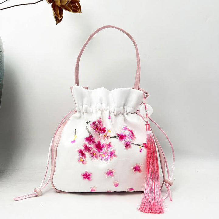 Buddha Stones蘇州刺繍ウサギ蓮花牡丹モクレンシルクトートクロスボディバッグショルダーバッグハンドバッグ