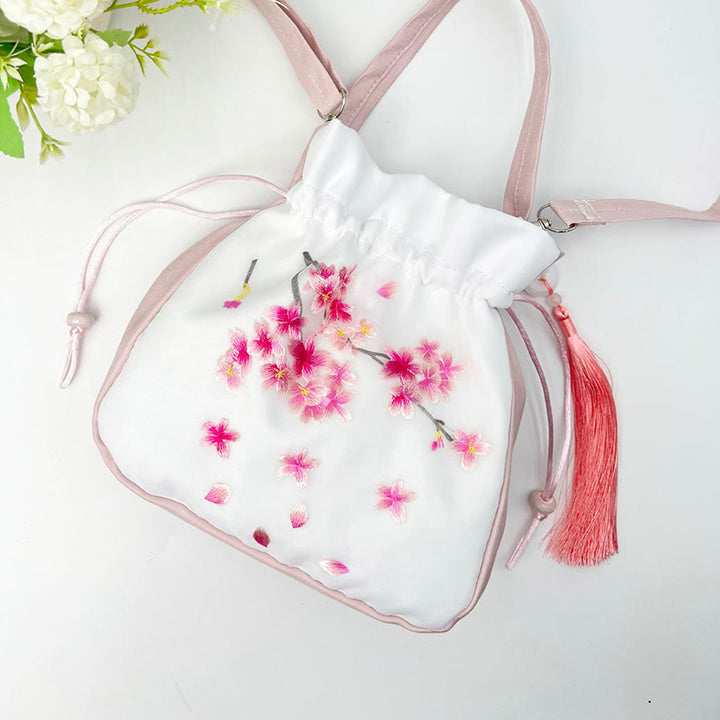 Buddha Stones蘇州刺繍ウサギ蓮花牡丹モクレンシルクトートクロスボディバッグショルダーバッグハンドバッグ