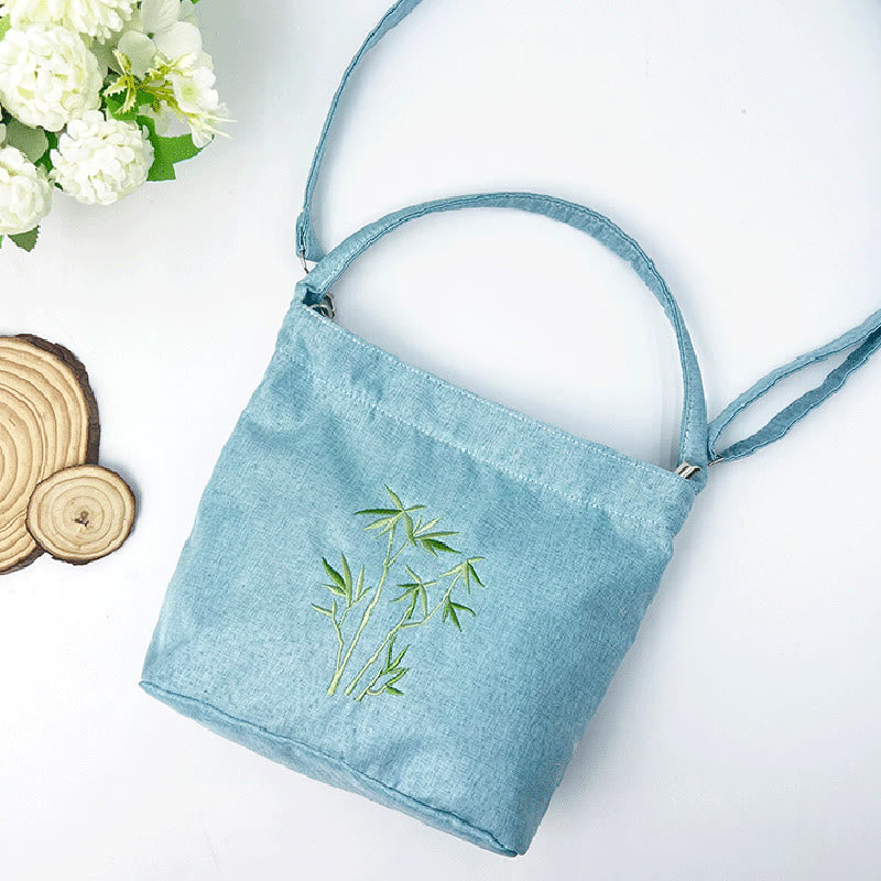 Buddha Stones刺繍藤梅蓮桜コットンリネンキャンバストートクロスボディバッグショルダーバッグハンドバッグ