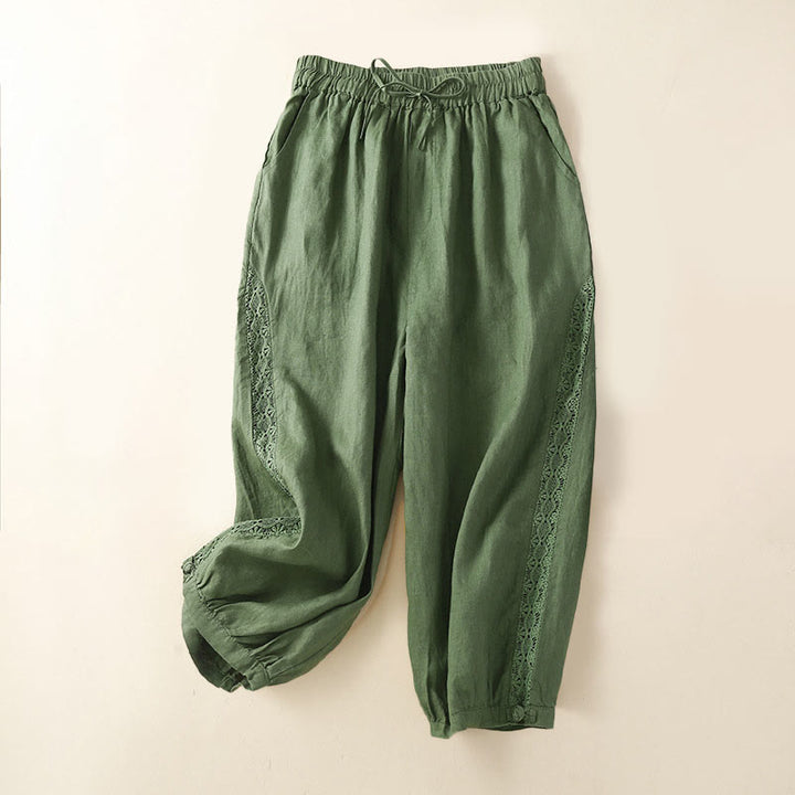 Buddha Stones無地フラワー ルーズドローストリング ハーレムパンツ ポケット付き - 緑 - US8-10，UK/AU12-14，EU40-42 (2XL) - image 22