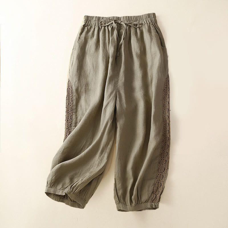 Buddha Stones無地フラワー ルーズドローストリング ハーレムパンツ ポケット付き - カーキ - US8-10，UK/AU12-14，EU40-42 (2XL) - image 27