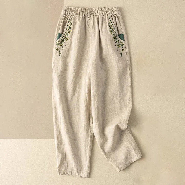 Buddha Stonesヴィンテージ刺繍 伸縮性ウエスト カプリ ハーレムパンツ ポケット付き - アプリコット - US14、 UK/AU18、 EU46 (4XL) - image 14