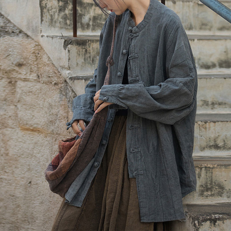 Buddha Stonesタイダイ フロッグボタン 長袖 禅瞑想 オープンフロント ジャケット - グレー(トップスのみ) - US4-14、 UK/AU8-18、 EU36-46 (F) - image 33