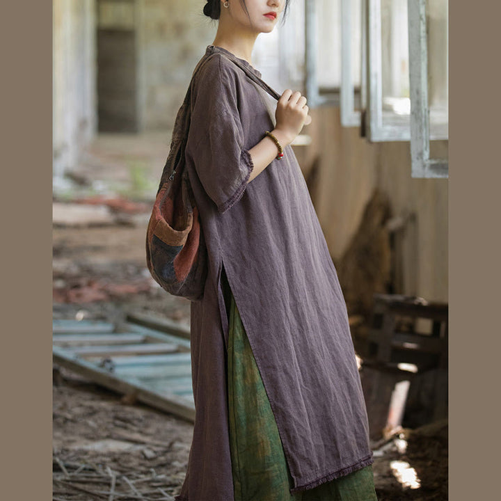 Buddha Stonesラミーリネン スリットヘム トップス レディース 半袖Tシャツ - image 24