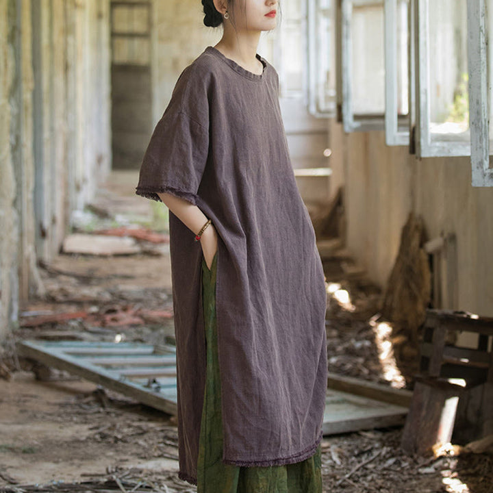Buddha Stonesラミーリネン スリットヘム トップス レディース 半袖Tシャツ - image 19