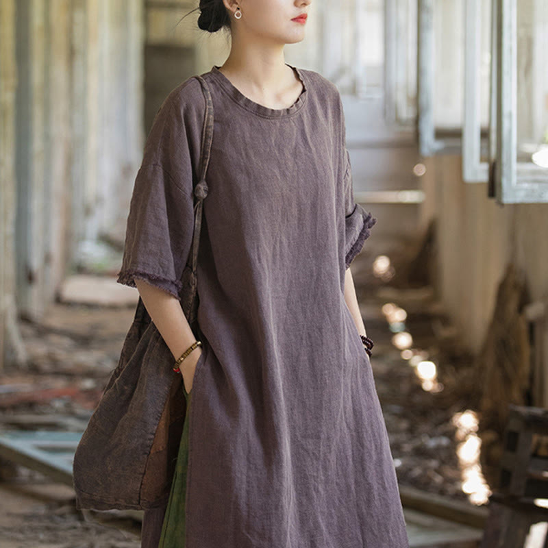 Buddha Stonesラミーリネン スリットヘム トップス レディース 半袖Tシャツ - image 26