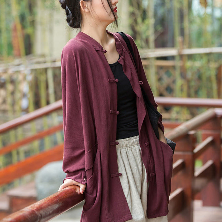 Buddha Stonesカエルボタン 長袖 禅瞑想 オープンフロント ジャケット ポケット付き - image 8