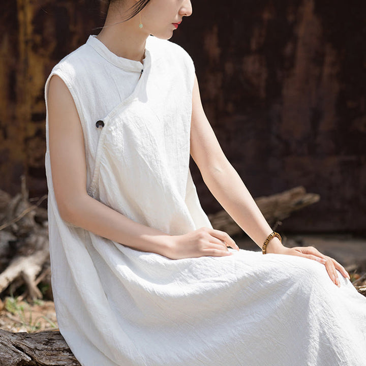 Buddha Stonesハンドメイド タイダイ ミディドレス リネン ノースリーブ ドレス - image 15