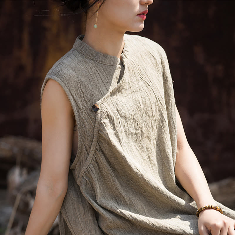 Buddha Stonesハンドメイド タイダイ ミディドレス リネン ノースリーブ ドレス - image 22