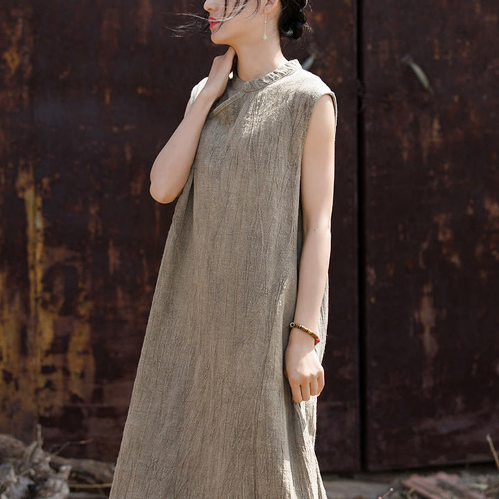 Buddha Stonesハンドメイド タイダイ ミディドレス リネン ノースリーブ ドレス - image 20