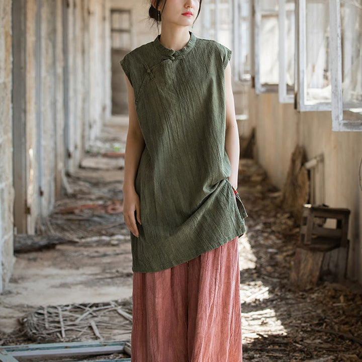 Buddha Stonesハンドメイド タイダイ ラミー リネン フロッグボタン ノースリーブ ベスト - image 25