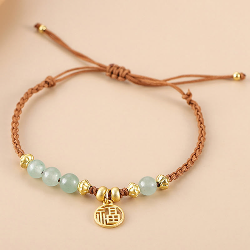 Buddha Stonesビーズ福文字祝福ロープブレスレット