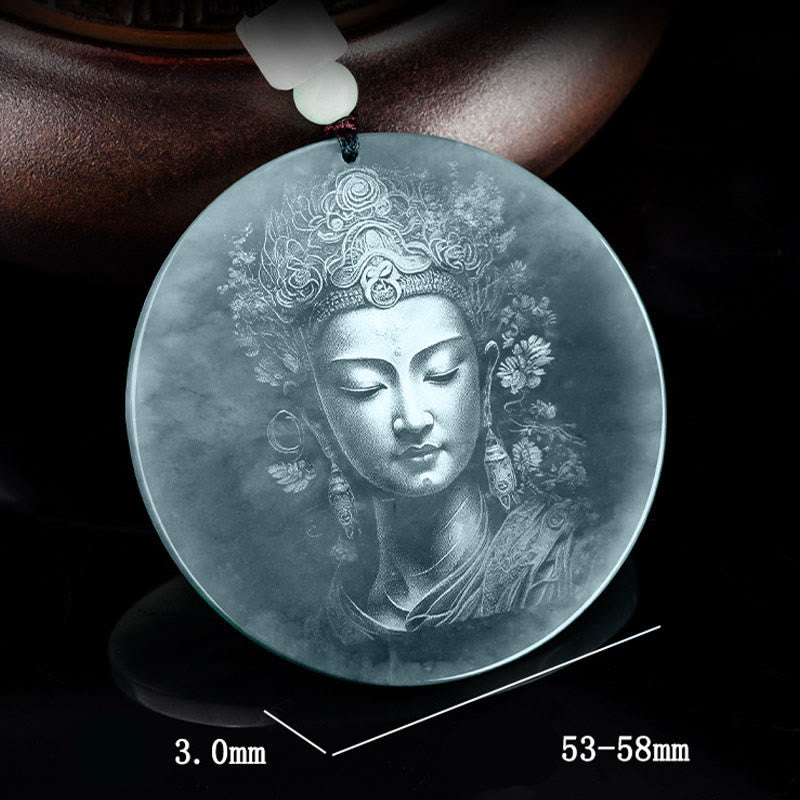 Buddha Stones観音翡翠豊かなストリングネックレスペンダント