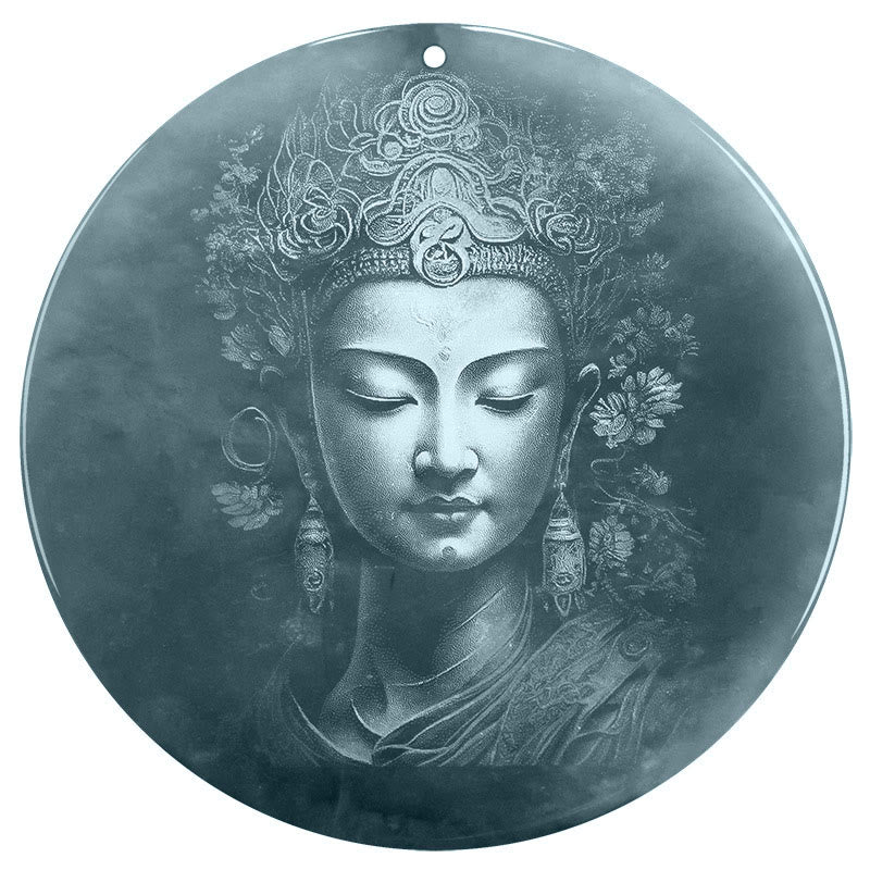 Buddha Stones観音翡翠豊かなストリングネックレスペンダント