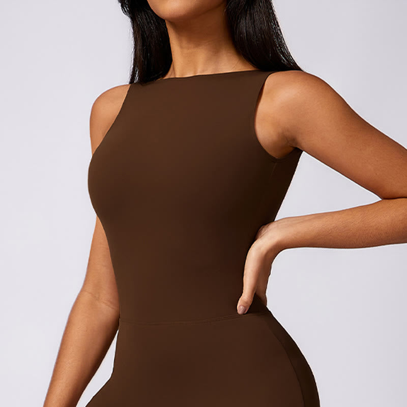 Buddha Stonesレディース カジュアル ノースリーブ ジャンプスーツ フレアパンツ スポーツ フィットネス ヨガ ボディスーツ - image 24