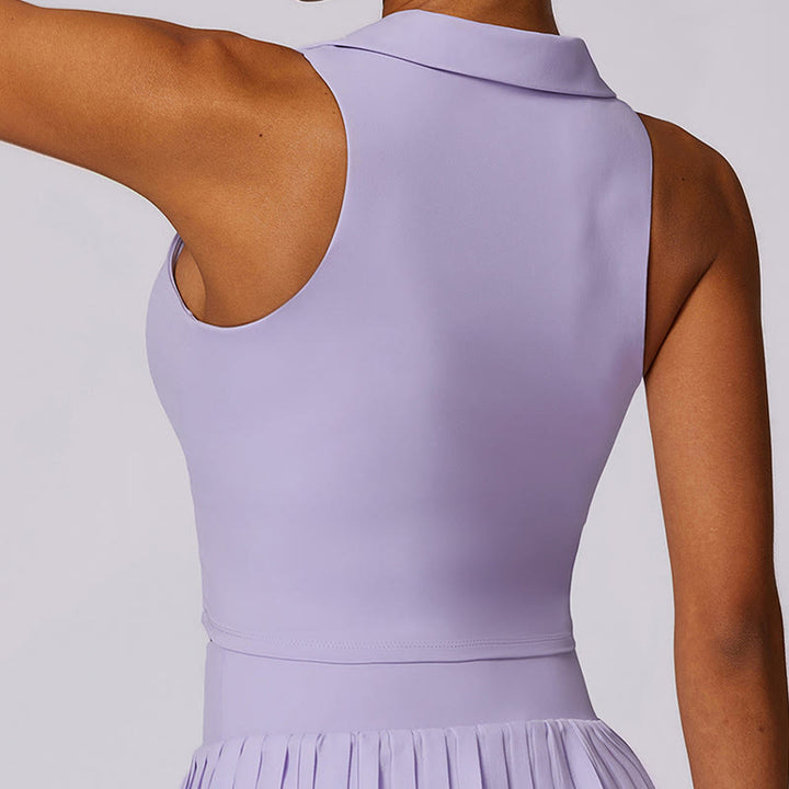 Buddha Stonesポロカラー クロップタンクトップ テニススカート プリーツショーツ ポケット付き スポーツ ヨガウェア - image 5