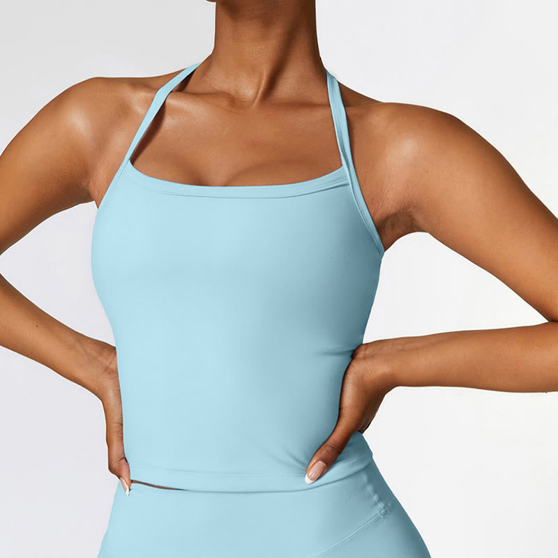 Buddha Stones無地 クロップ タンクトップ ハイウエスト ショーツ スポーツ フィットネス ジム ヨガ ウェア - 青 - トップ - US8-10、 UK/AU12-14、 EU40-42 (XL) - image 37