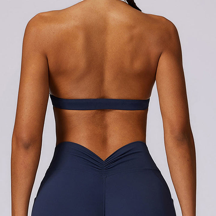 Buddha Stones無地 ホルターネック ブラ 長袖 クロップ タンクトップ パンツ スポーツ フィットネス ジム ヨガ 衣装 - image 3