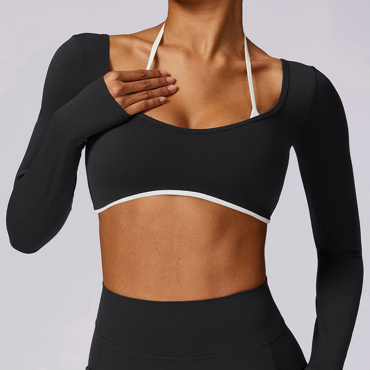 Buddha Stones無地 ホルターネック ブラ 長袖 クロップ タンクトップ パンツ スポーツ フィットネス ジム ヨガ 衣装 - image 29