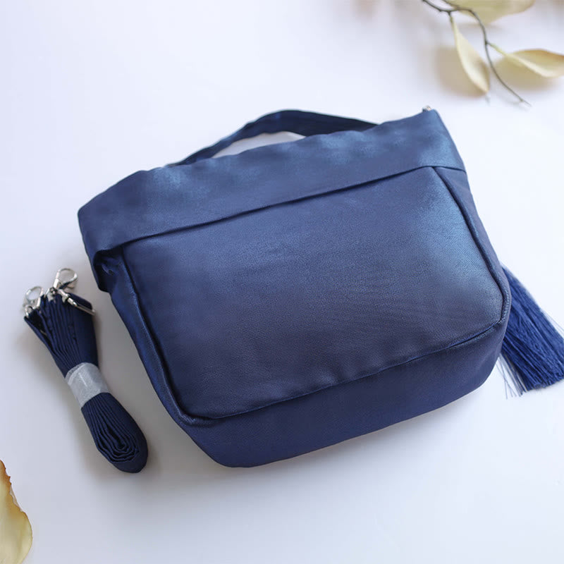 Buddha Stones蘇州刺繍椿モクレン牡丹蓮シルクトートクロスボディバッグショルダーバッグハンドバッグ