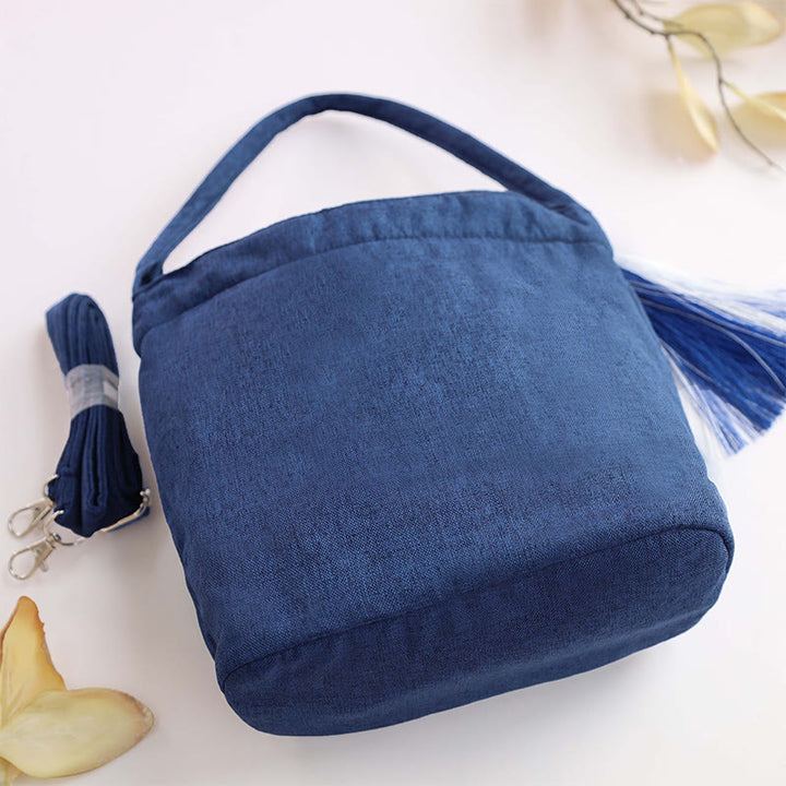 Buddha Stones刺繍藤梅蓮桜コットンリネンキャンバストートクロスボディバッグショルダーバッグハンドバッグ
