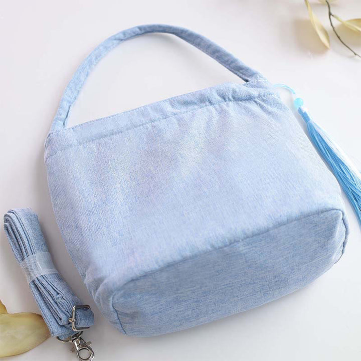 Buddha Stones刺繍藤梅蓮桜コットンリネンキャンバストートクロスボディバッグショルダーバッグハンドバッグ