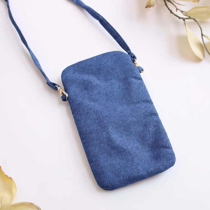 Buddha Stonesの小さな刺繍の花のクロスボディバッグ、ショルダーバッグ、携帯電話バッグ、11×20cm