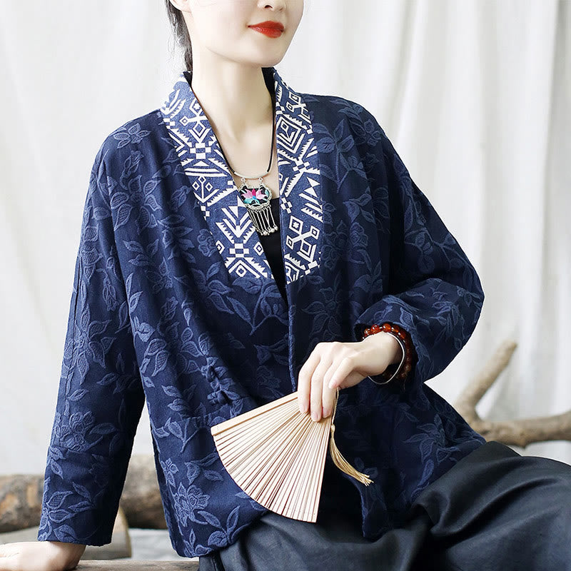 Buddha StonesフラワージャカードVネックロングスリーブジャケット - image 23